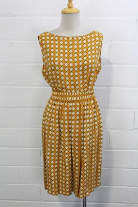 1980s Yellow Silk Bamboo Print Skirt and Top Set, Medium