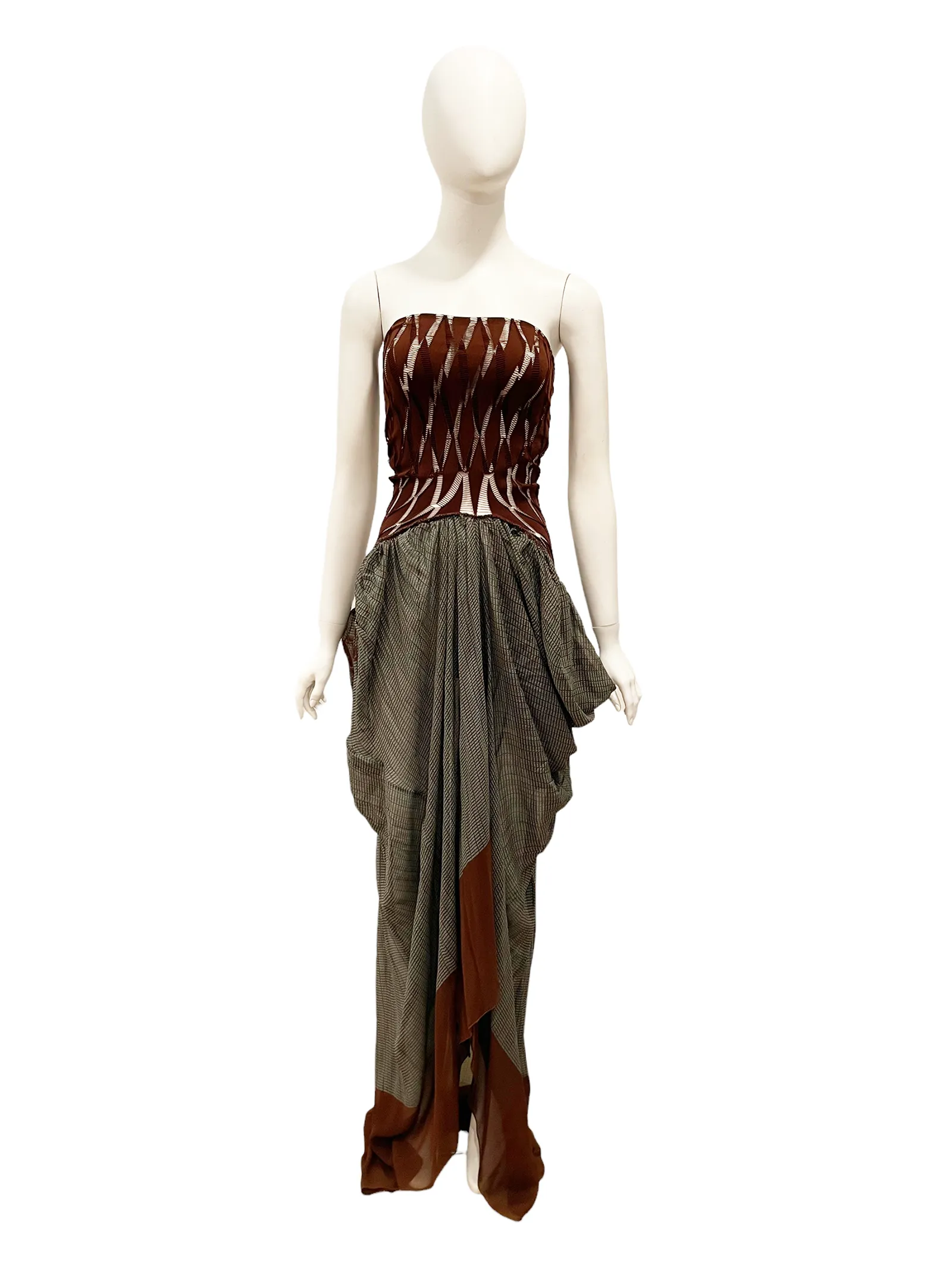 2001 Jean Paul Gaultier Logo Print Chiffon Evening Gown/ Skirt