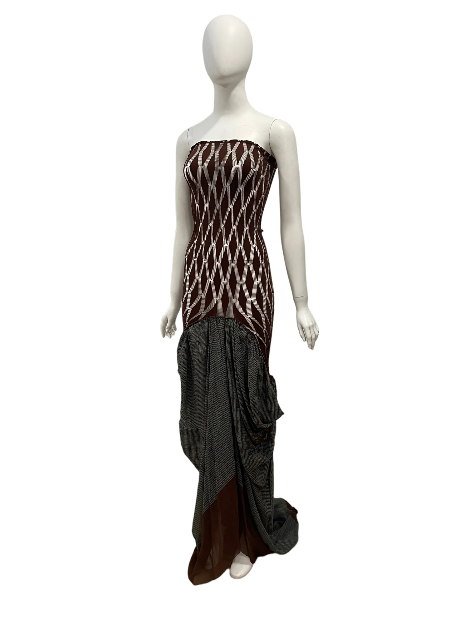 2001 Jean Paul Gaultier Logo Print Chiffon Evening Gown/ Skirt