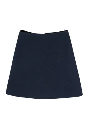 3.1 Phillip Lim Navy Quilted Skirt with Olive Green Suede Lace-Up Detail - Size 6