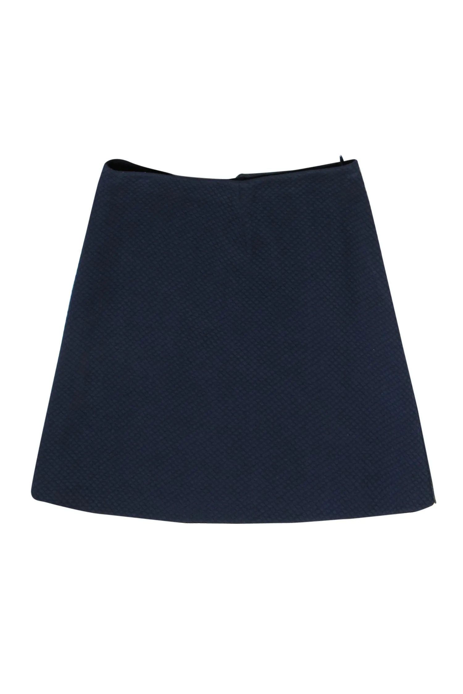 3.1 Phillip Lim Navy Quilted Skirt with Olive Green Suede Lace-Up Detail - Size 6