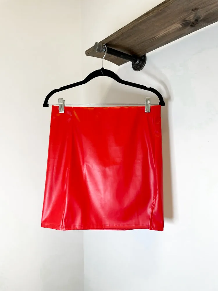 A Better View Red Mini Skirt