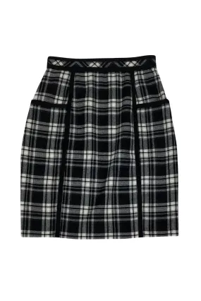 Adam Lippes - Black & White Plaid Wool Skirt Sz 4