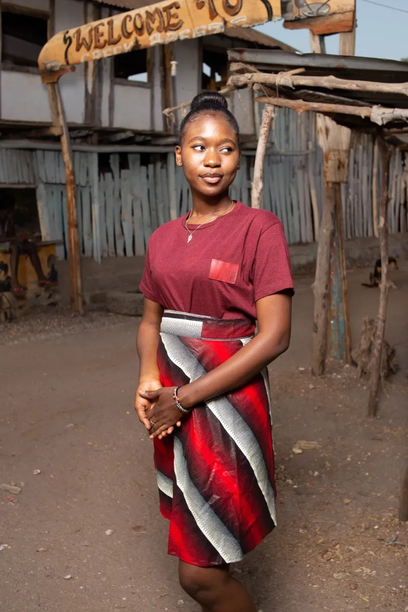 African Wrap Skirt in Electric Red