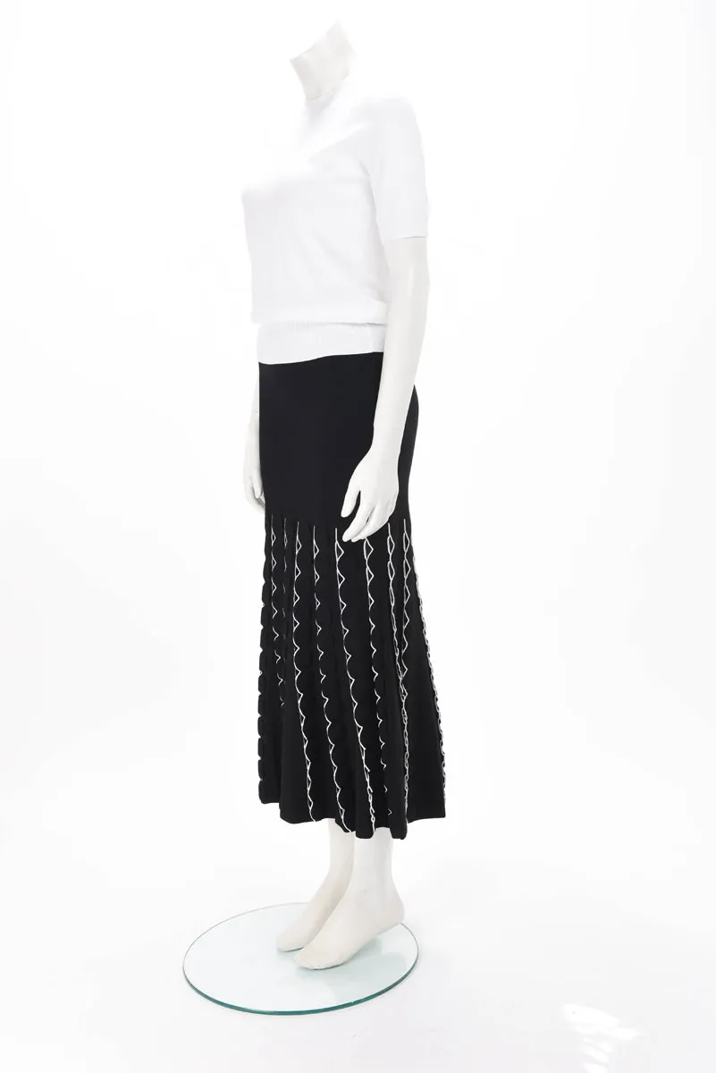 Alexander McQueen Black Knit Scallop Detailed Skirt S