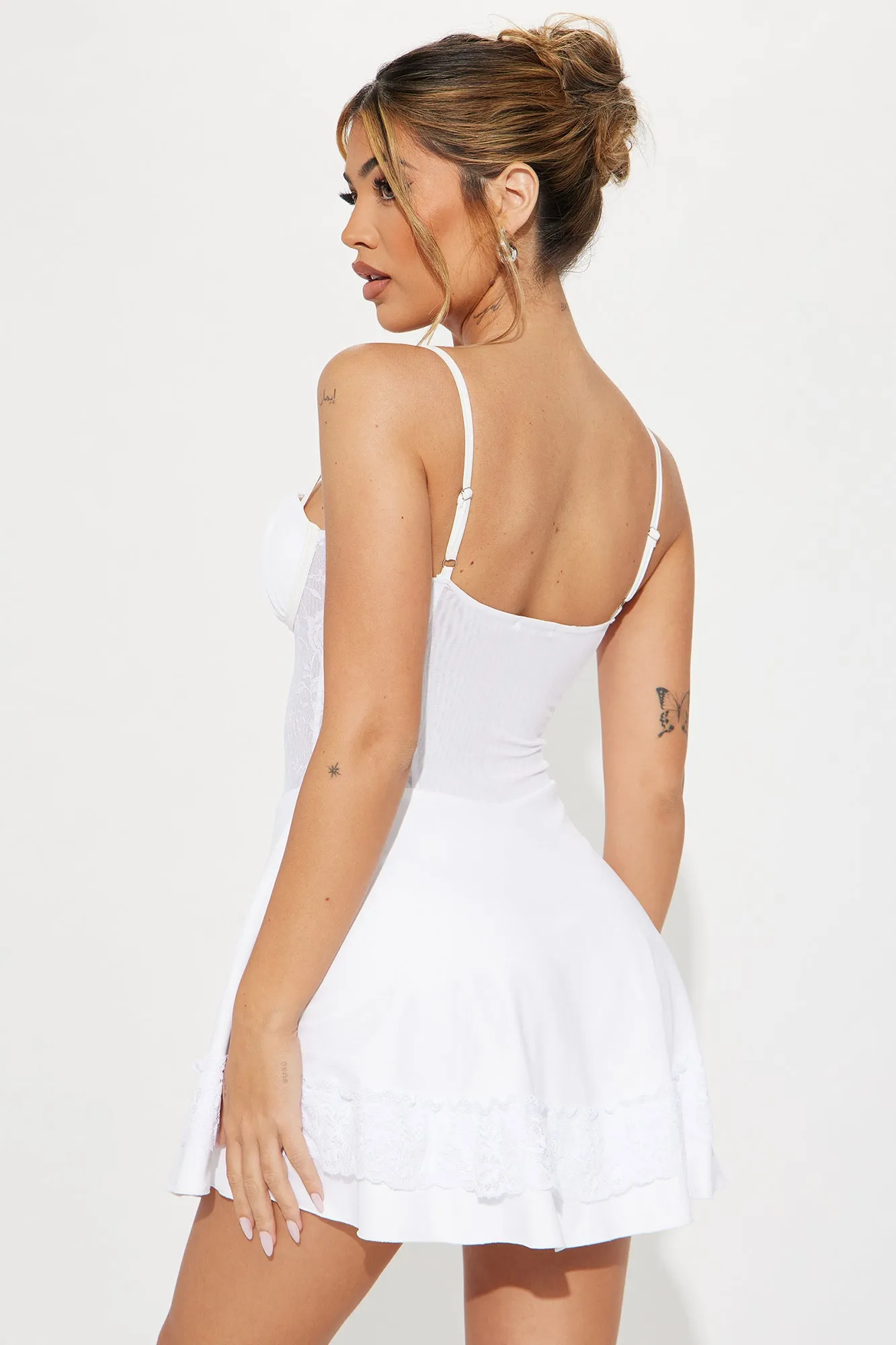 Alina Mesh Mini Dress - White