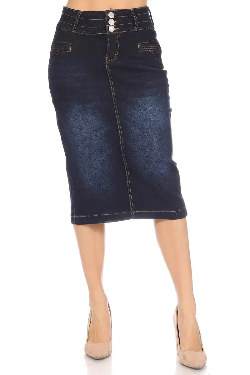 Alisha Jean Skirt-Dark Wash