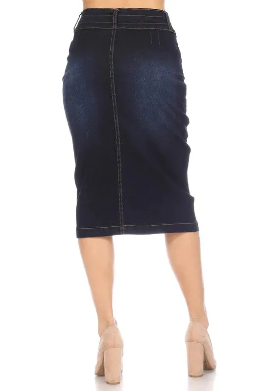 Alisha Jean Skirt-Dark Wash