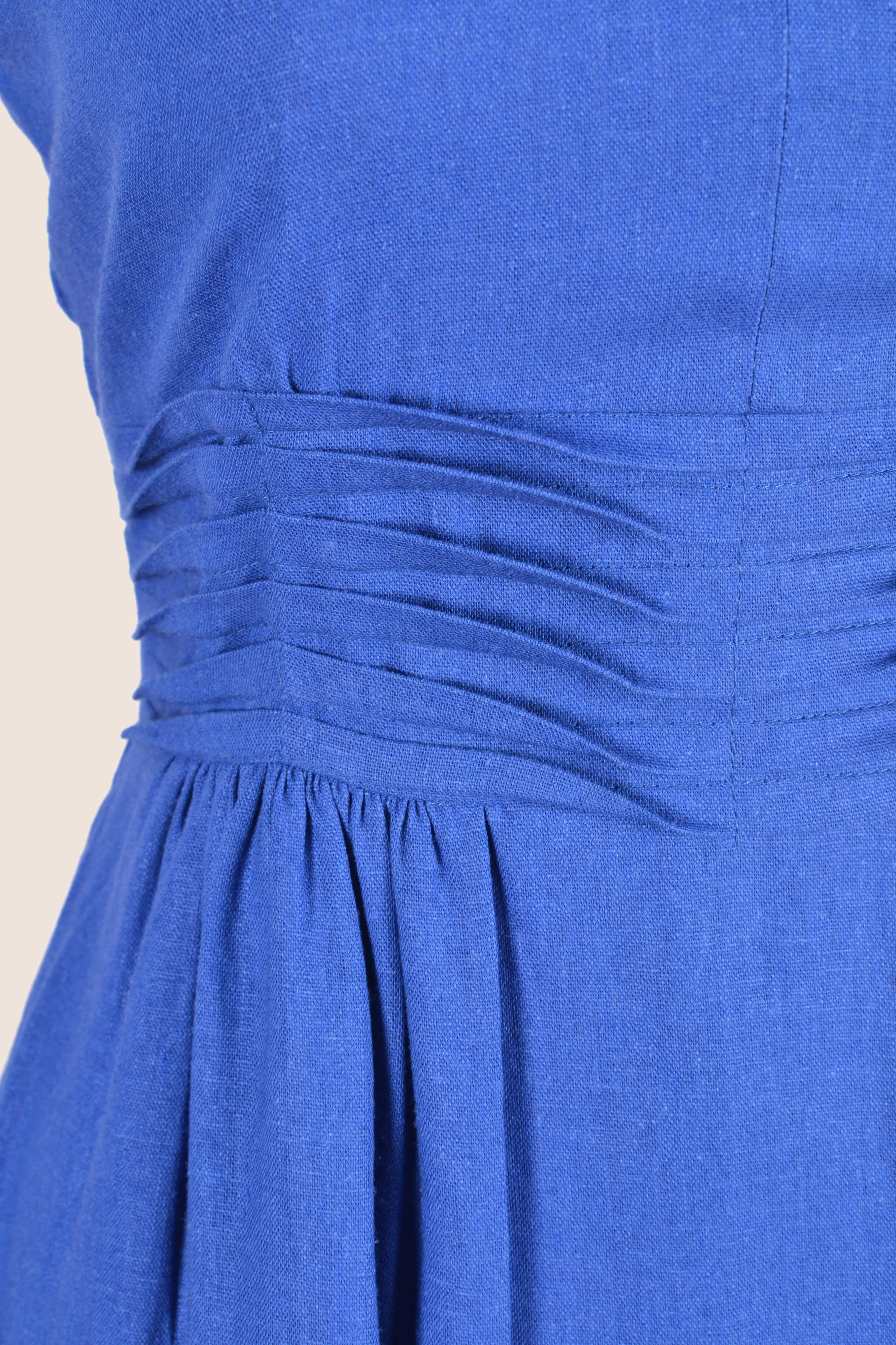 Ally Cobalt Linen Dress