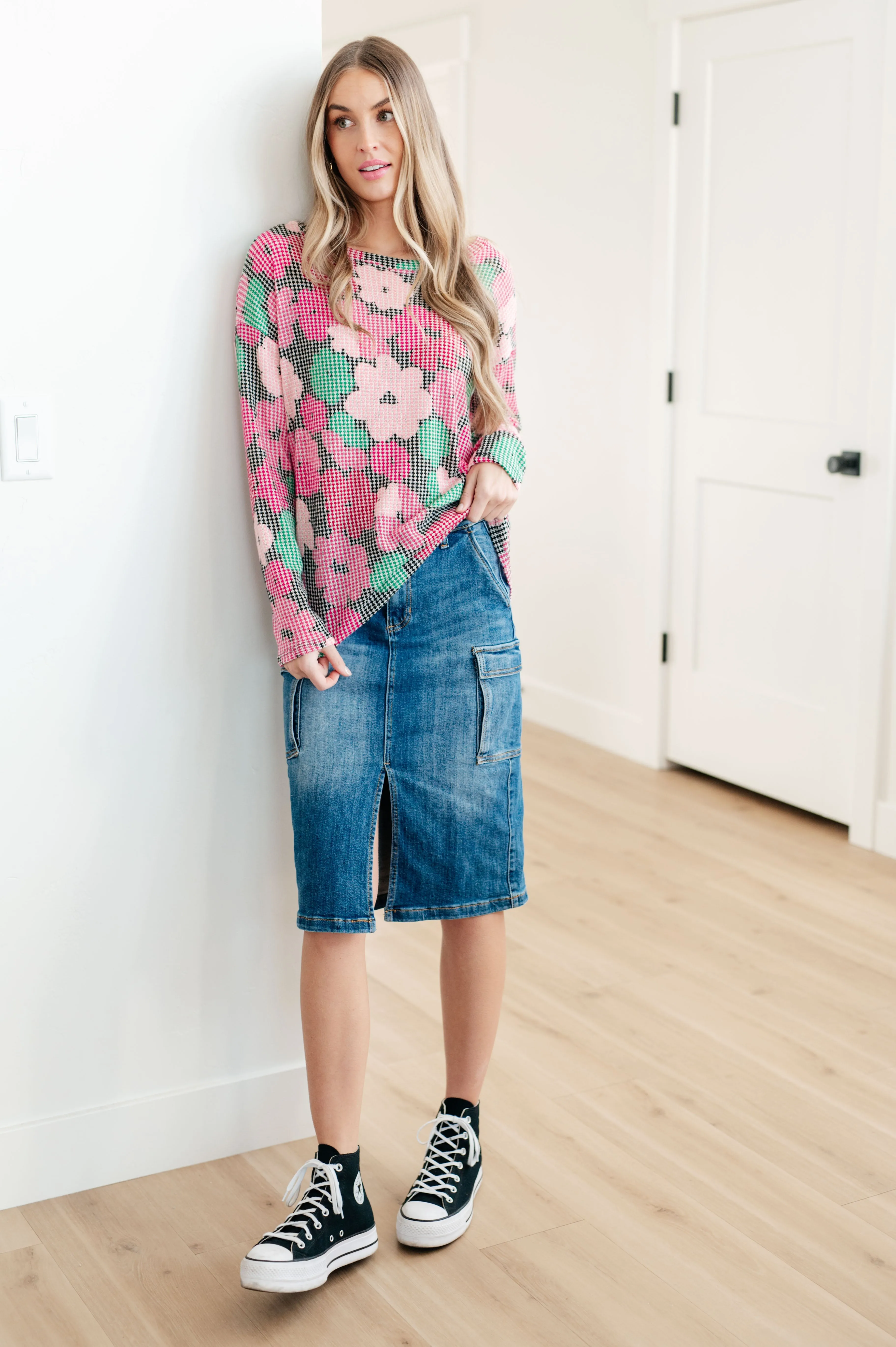 Always Be There Cargo Denim Skirt