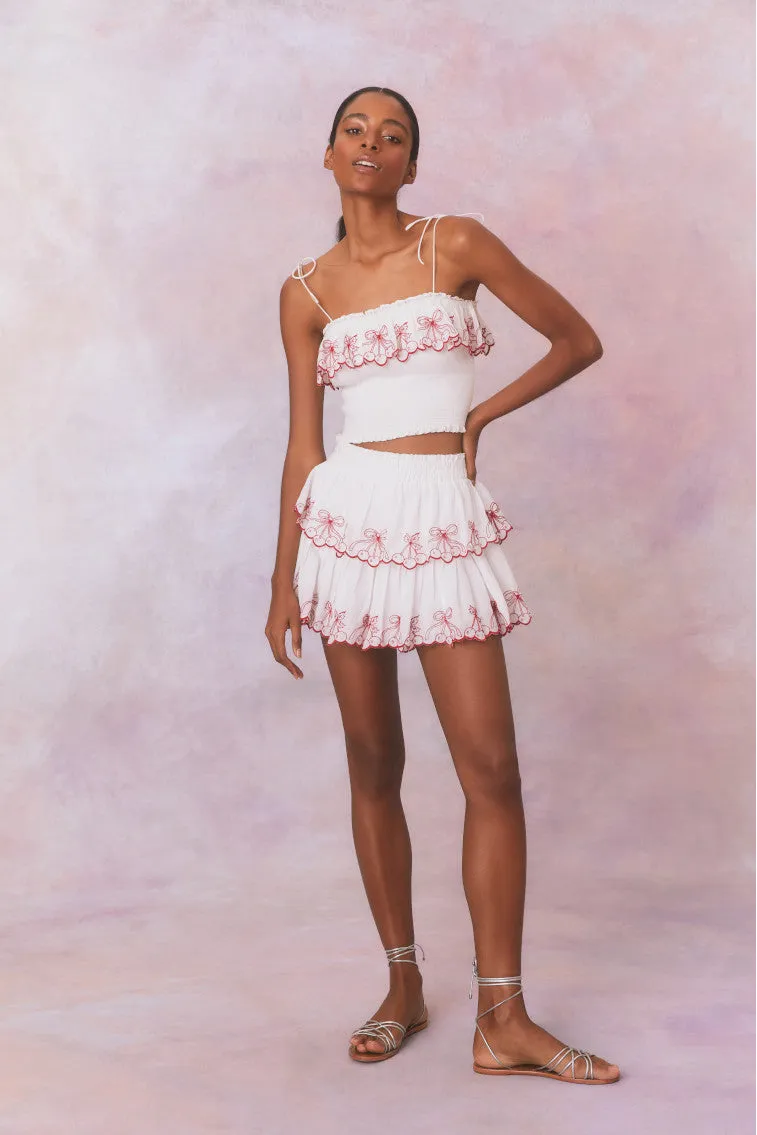 Amparo Embroidered Cotton Mini Skirt