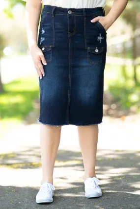 Andrea Denim Skirt in Dk. Indigo