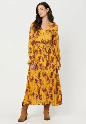 Angelique Women's Bell Sleeve Dress in Golden Floral - WD0346F