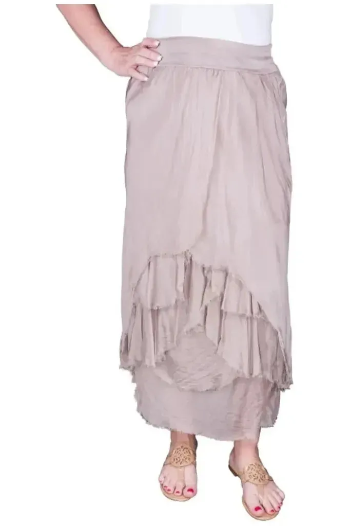 Anna Silk Cha Cha Skirt - Taupe