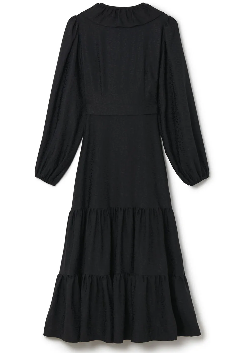 Another Sunday Dahlia Jaquard 70's Wrap Midi Dress Black