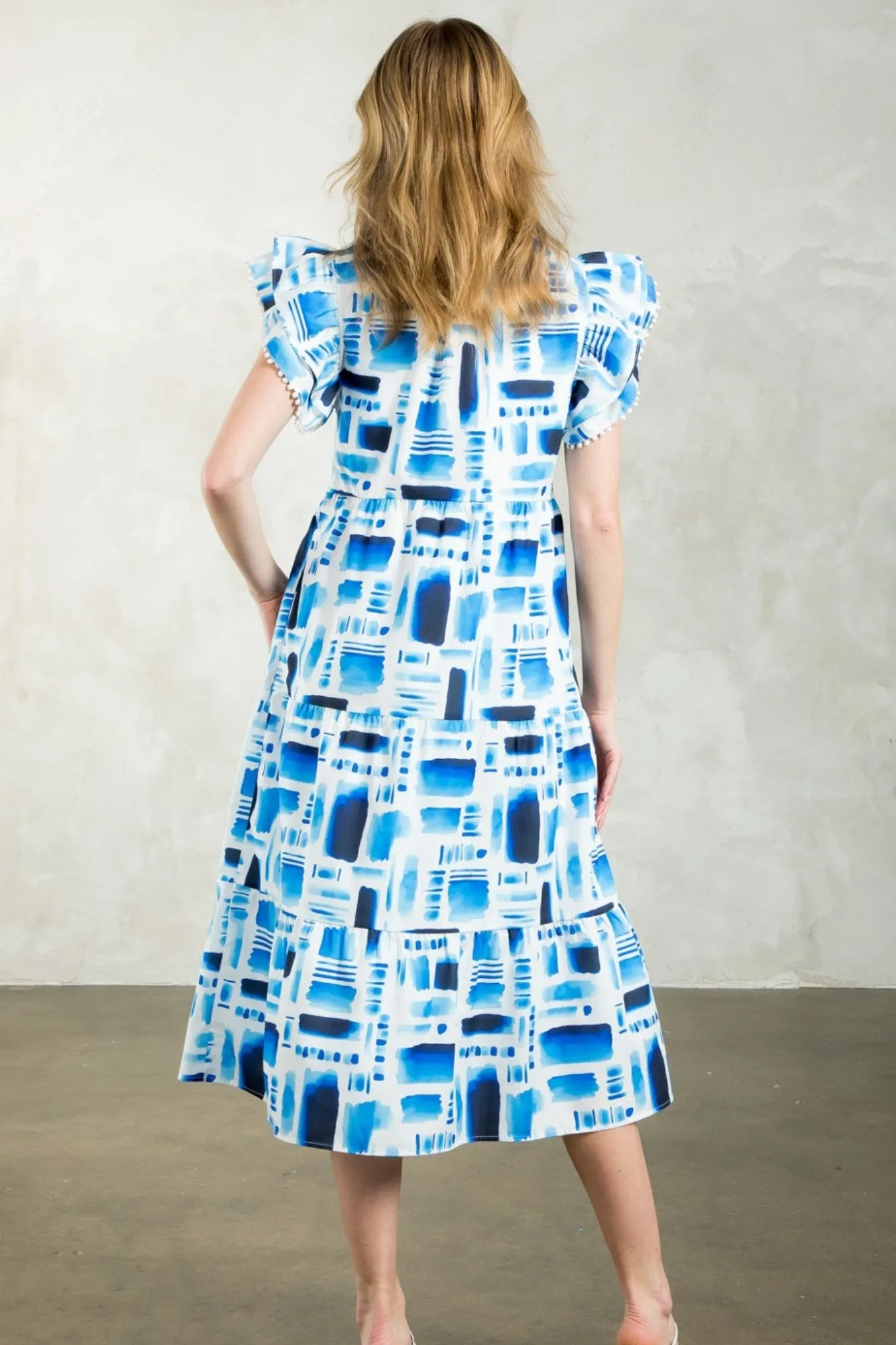 Azure Brushstroke Midi Dress