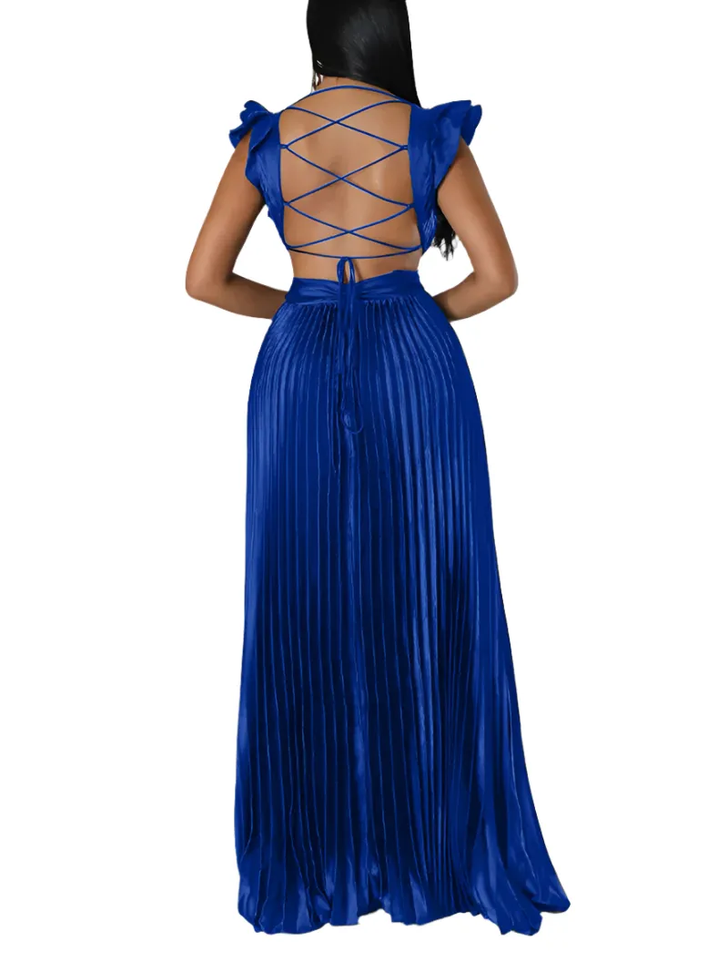 Backless Pleated Dress