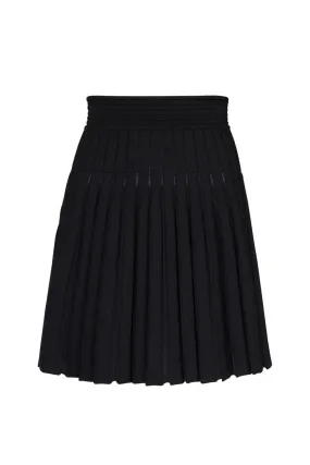 Balmain Pleated Knit Mini Skirt - Black