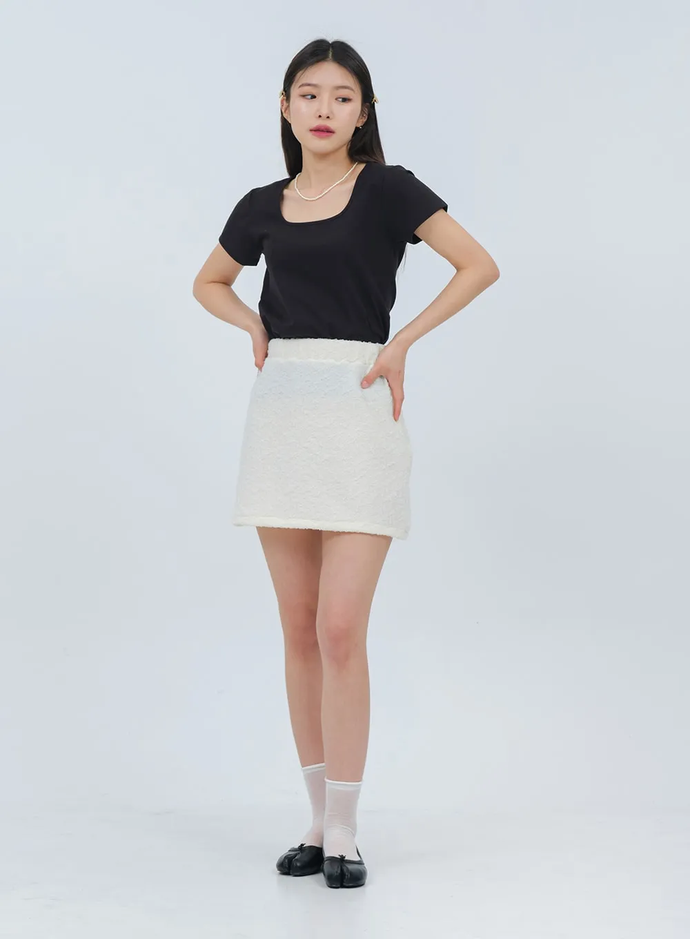 Banded Textured Mini Skirt OA25