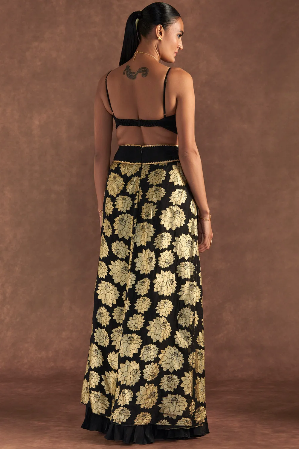 Black Berrybloom Layered Skirt Set