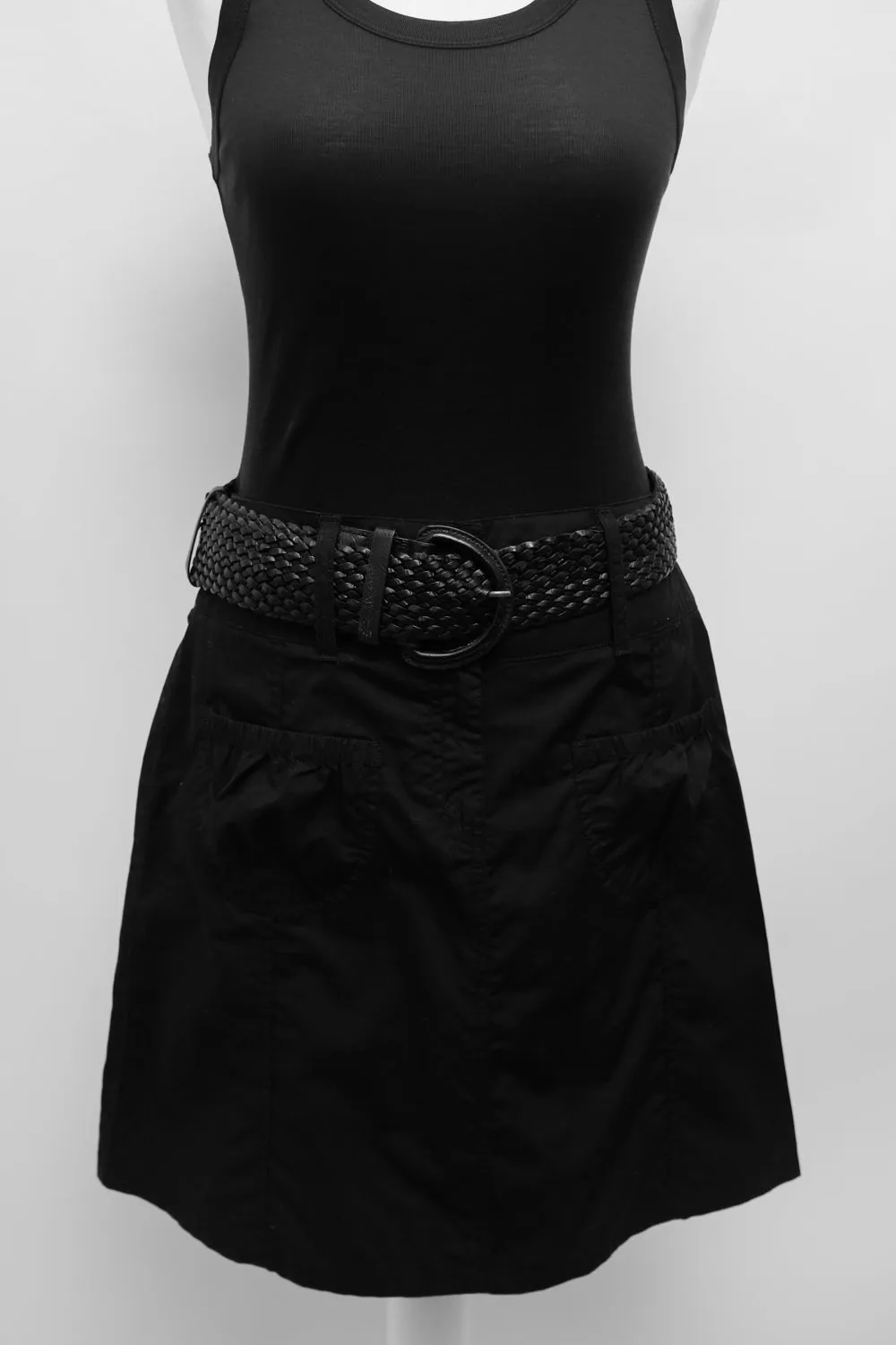 BLACK COTTON HIP VINTAGE MINI SKIRT