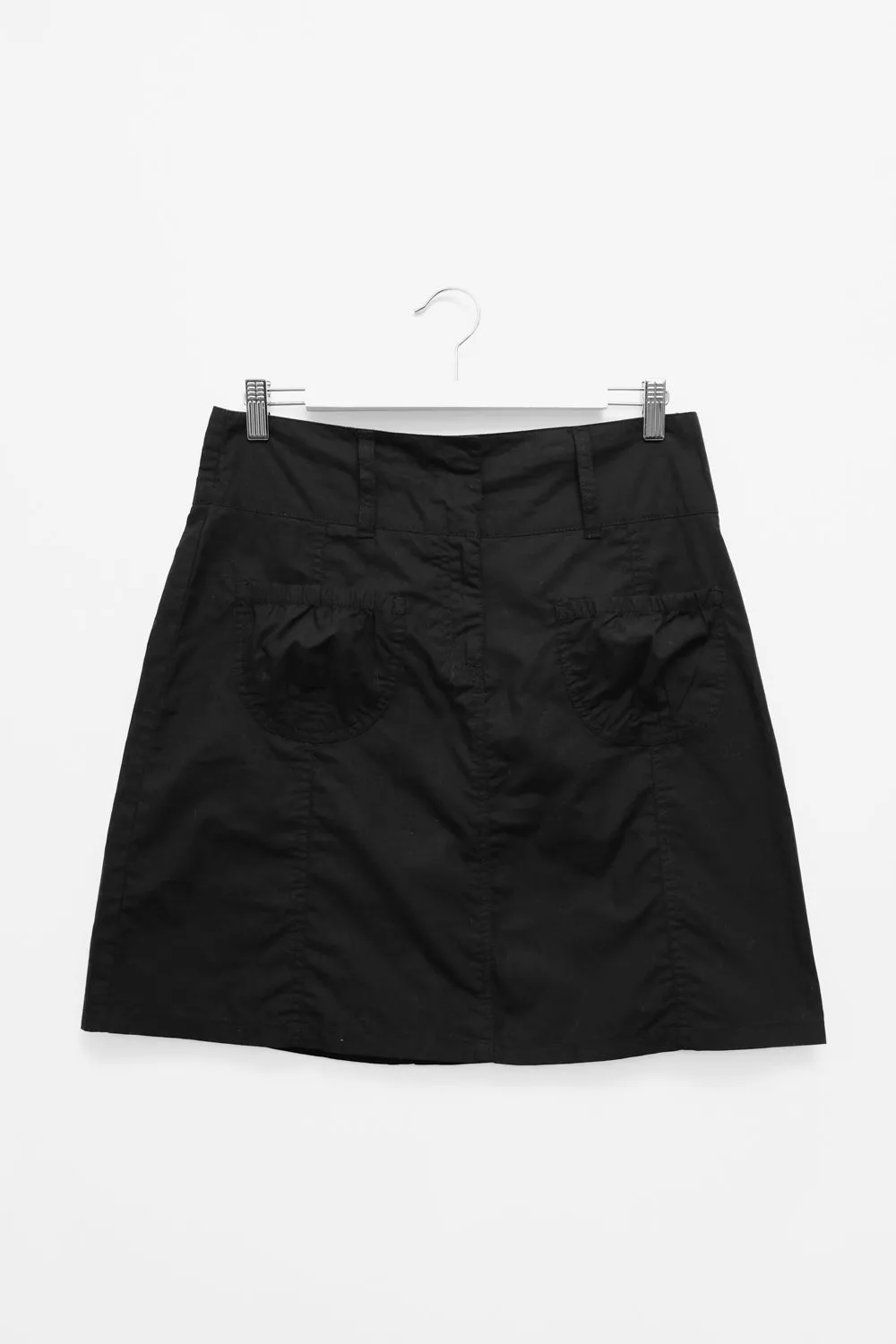 BLACK COTTON HIP VINTAGE MINI SKIRT