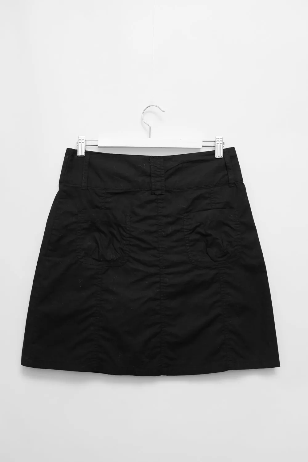 BLACK COTTON HIP VINTAGE MINI SKIRT