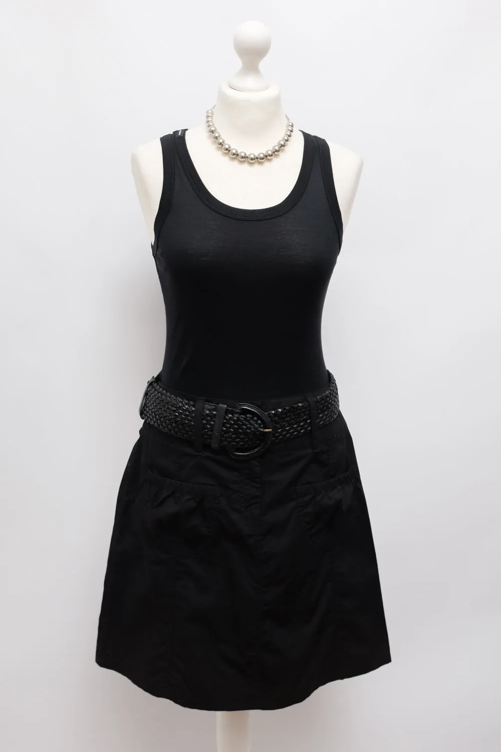 BLACK COTTON HIP VINTAGE MINI SKIRT