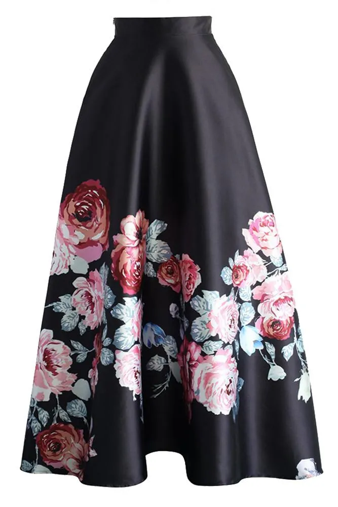 Black High Waist Maxi Skirt