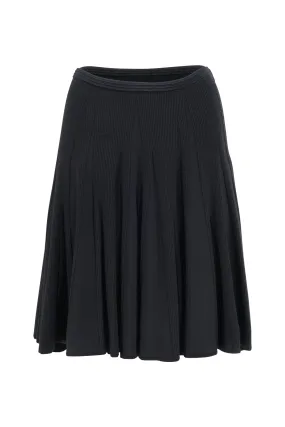 Black Pleated Midi Skirt