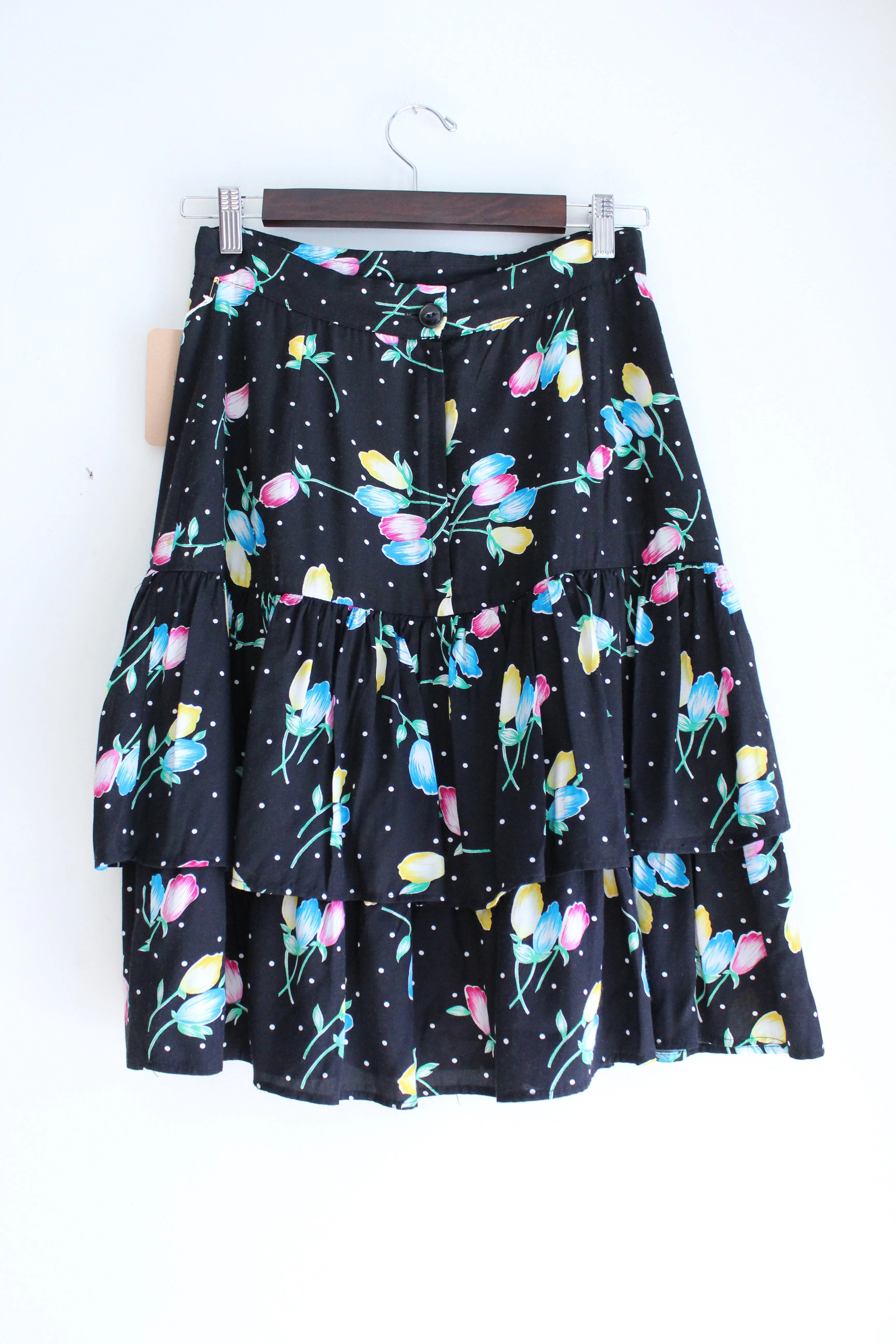 Black Tulip Tiered Vintage Skirt