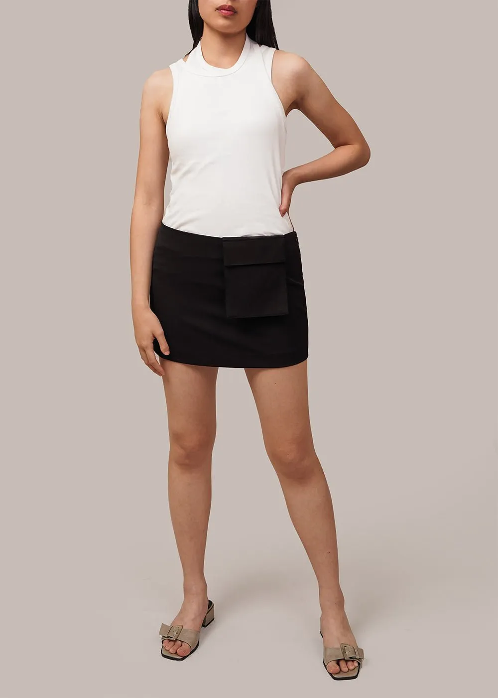 Black Utilitarian Pocket Mini Skirt