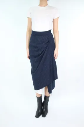 Blue distressed hem midi skirt - size IT 40