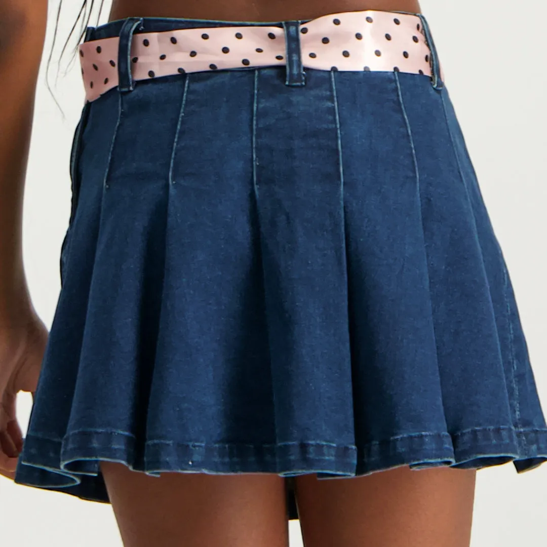 Blue Pleated Skirt