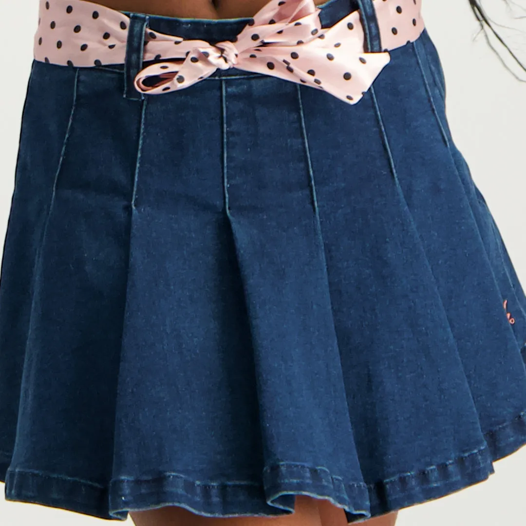 Blue Pleated Skirt