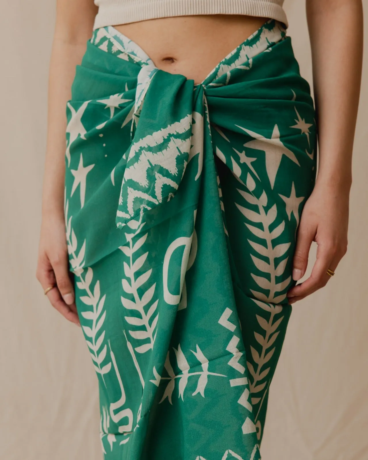 Boho Birds Voile Wrap In Green