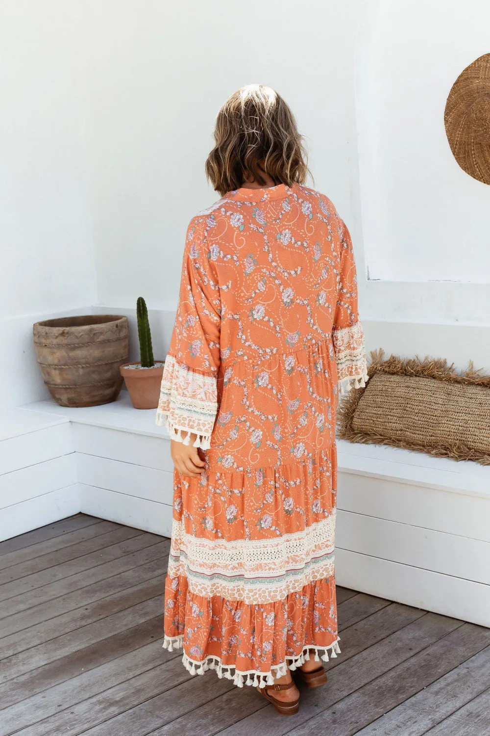 Boho Maxi Dress - Peach