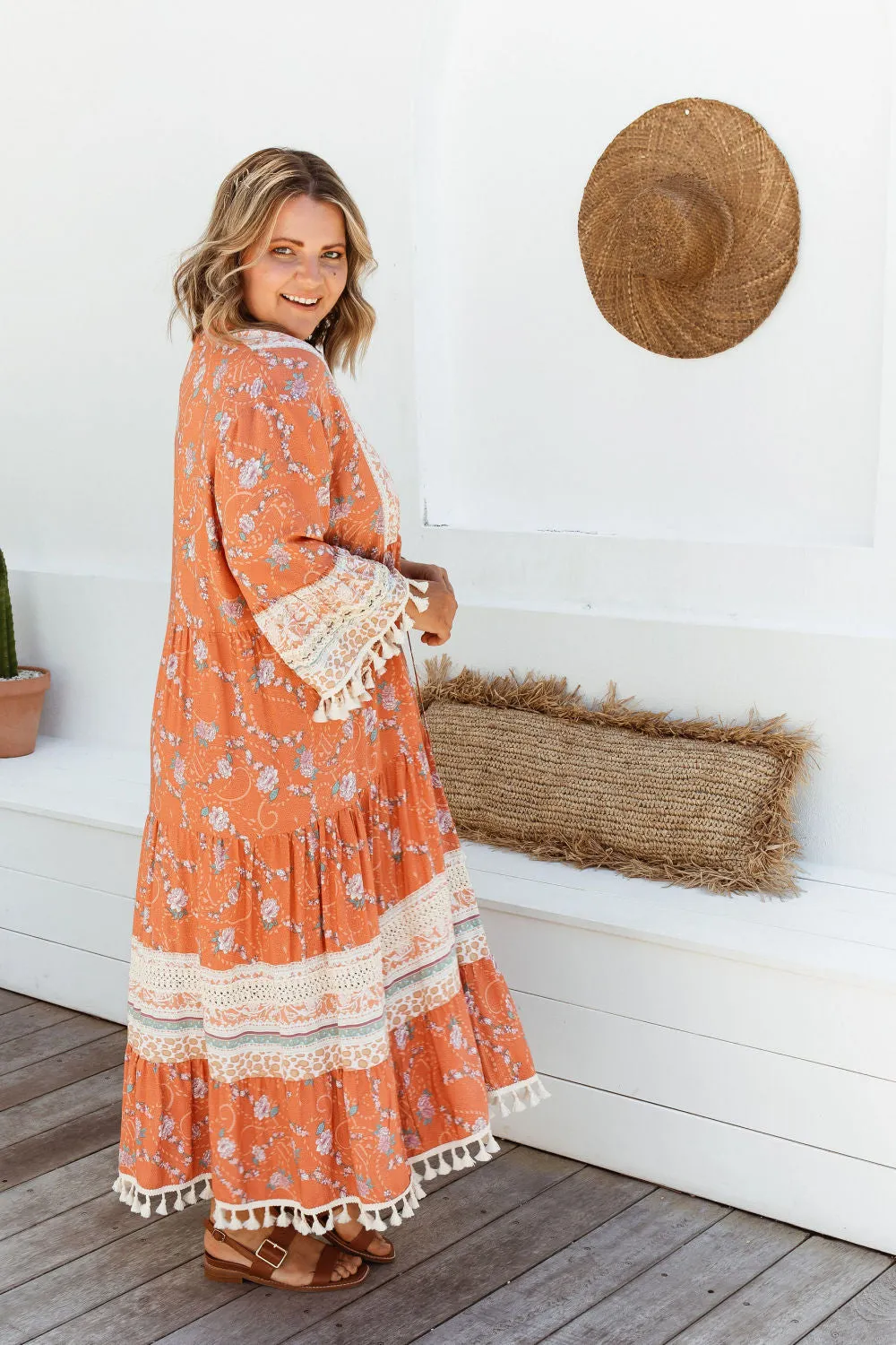 Boho Maxi Dress - Peach