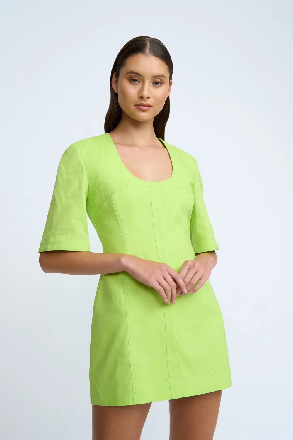 Bora Box Sleeve Mini Dress | Final Sale - Sunny Lime