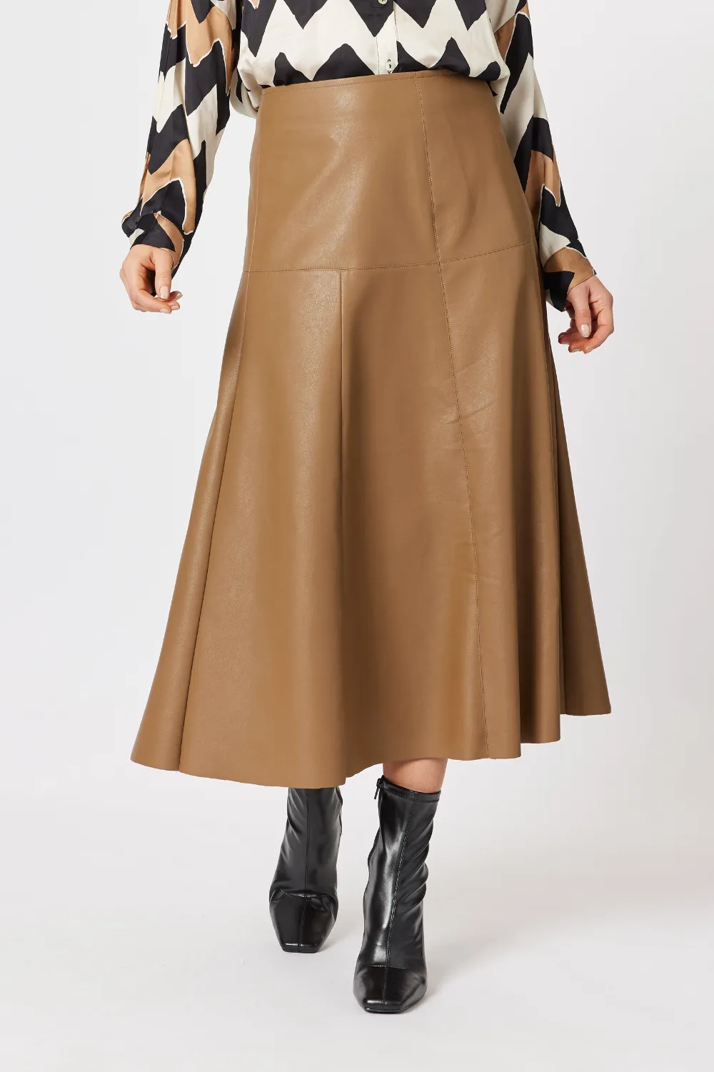 Brooke Vegan Leather Skirt | Coffee