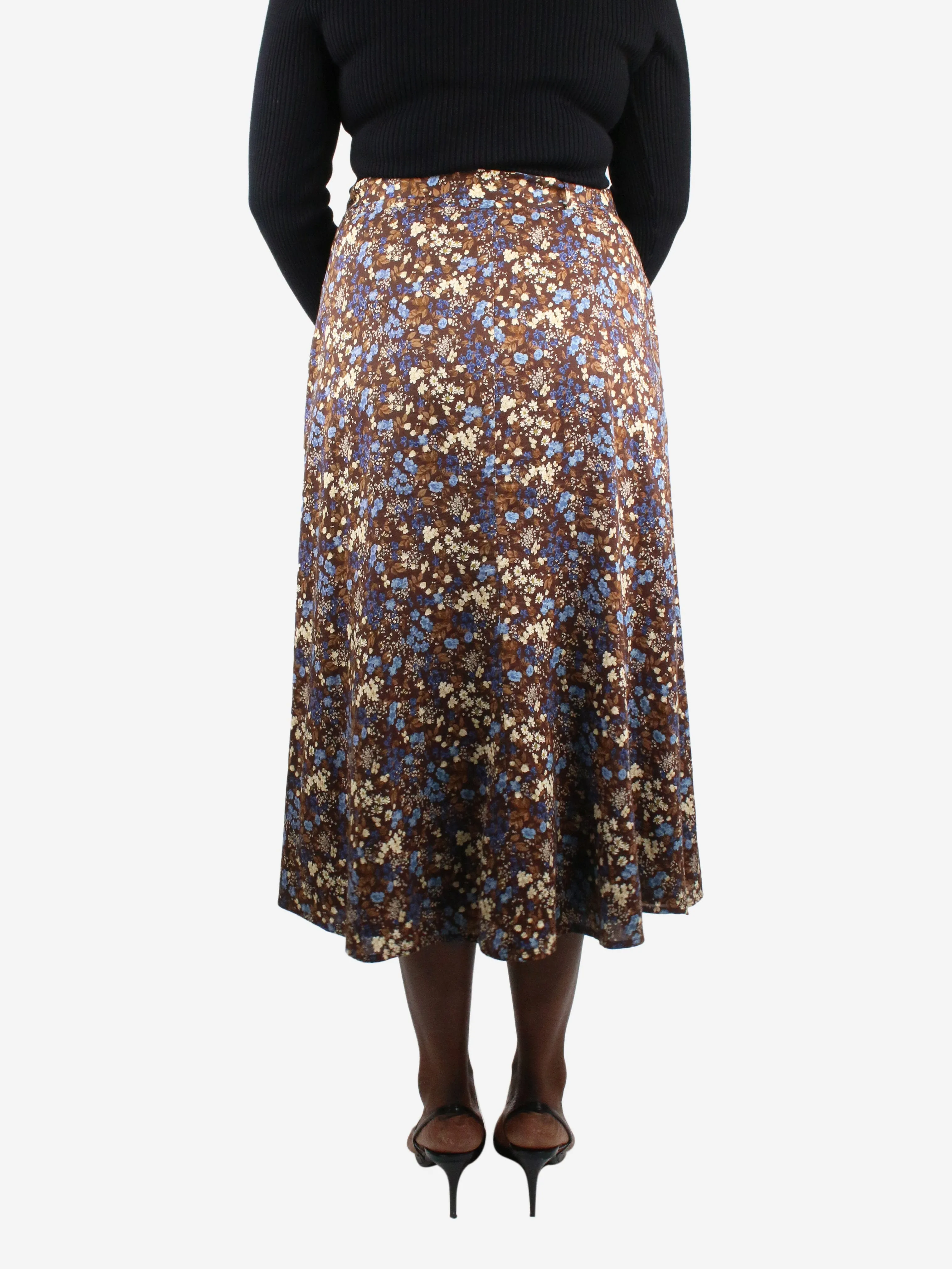 Brown floral printed midi skirt - size US 10