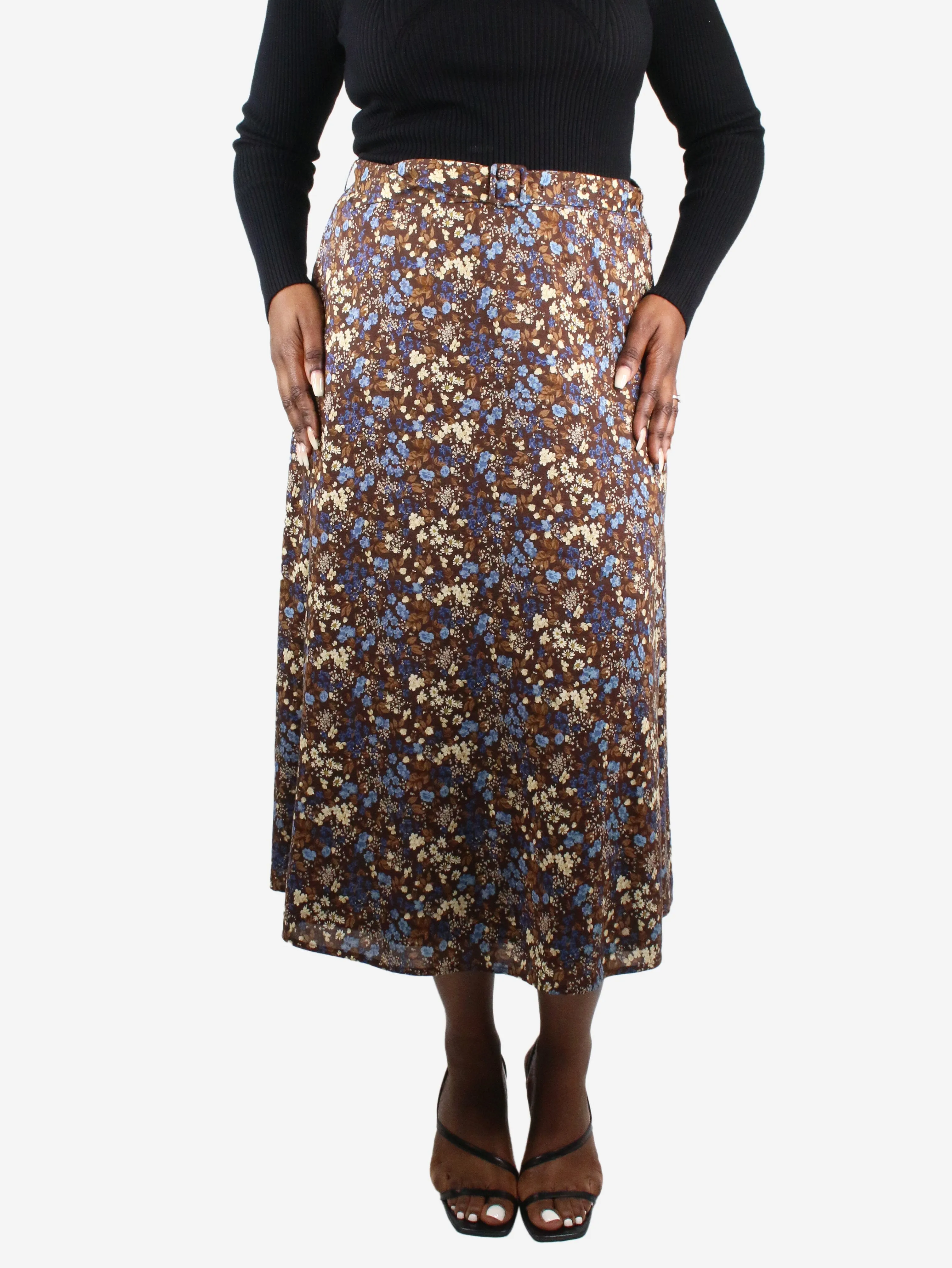 Brown floral printed midi skirt - size US 10