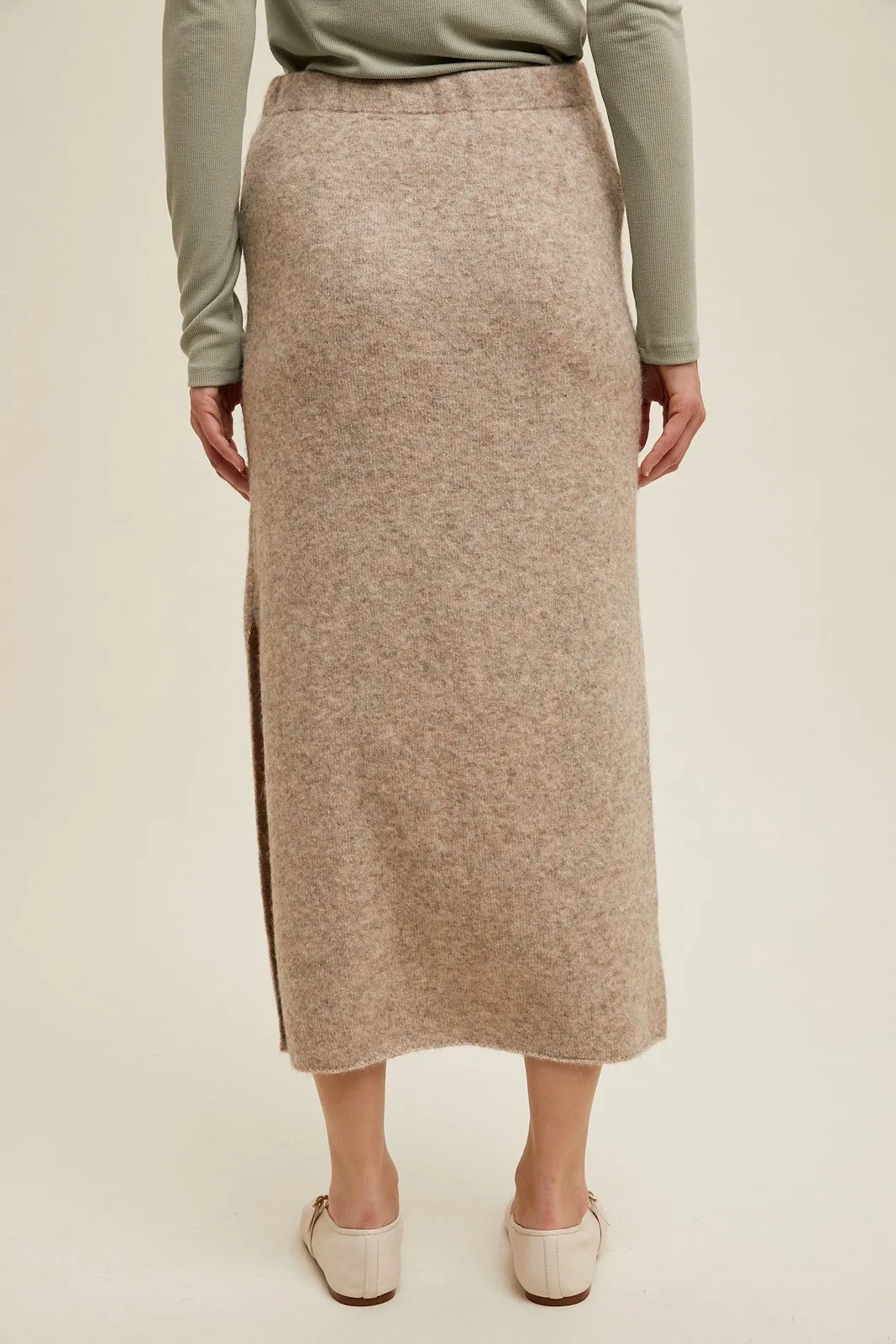 Brushed Melange Midi Skirt