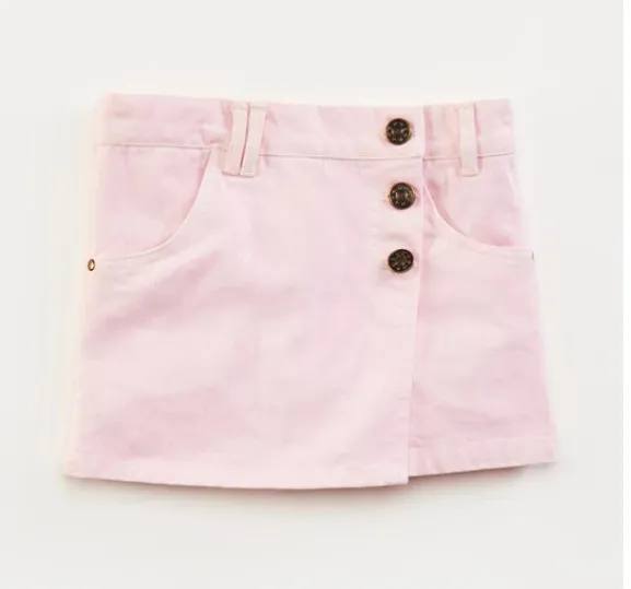 Button Detail Denim Summer Skort