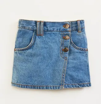 Button Detail Denim Summer Skort