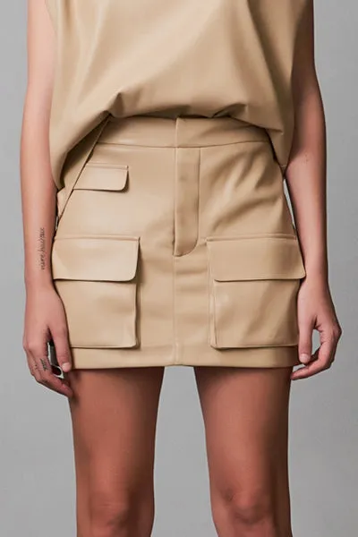 Cargo Mini Skirt - Taupe