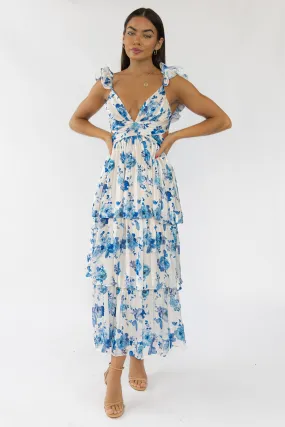 Carmen Blue Floral Maxi Dress