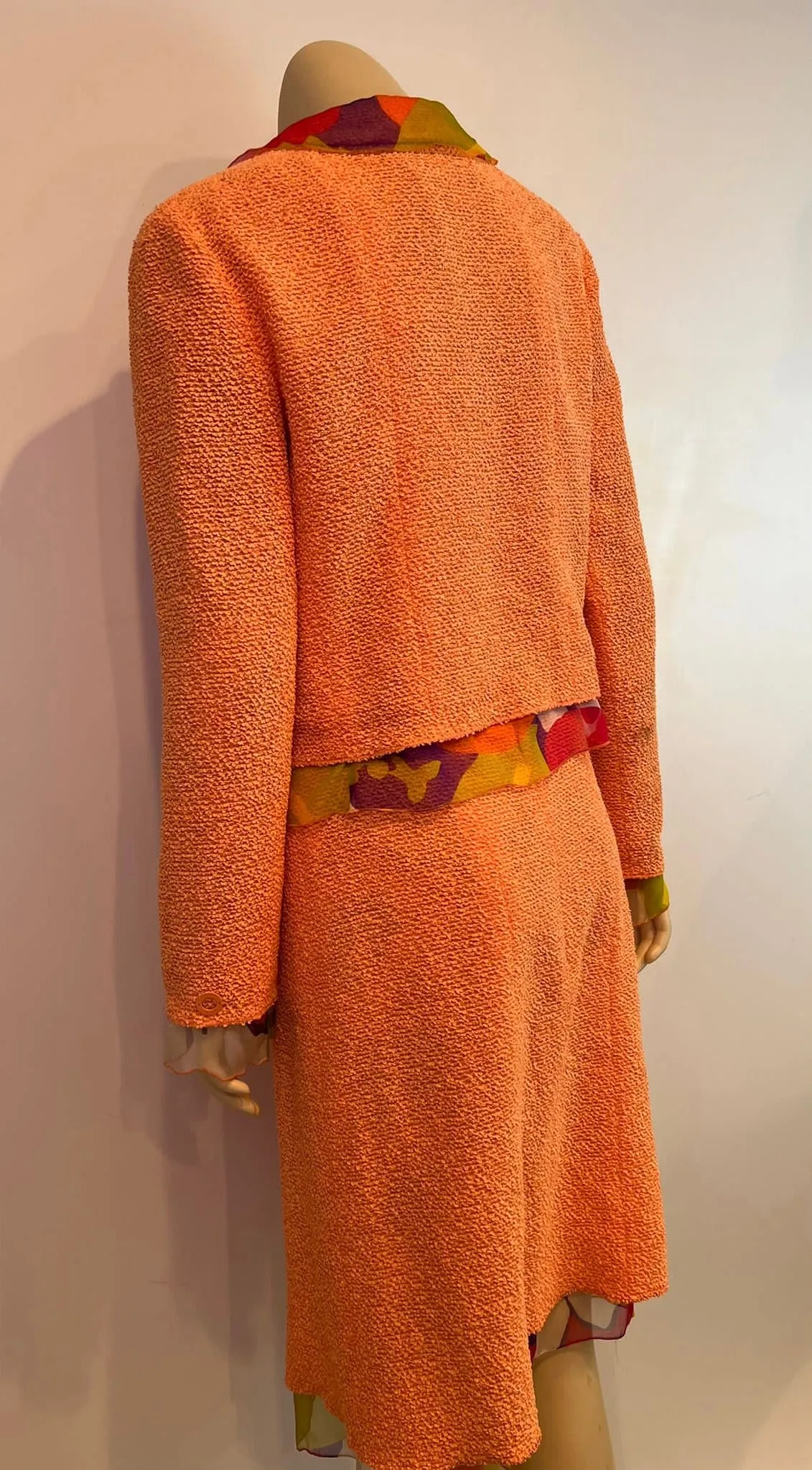 Chanel 00T 2000 Orange Multicolor Skirt Suit FR 40 US 6/8