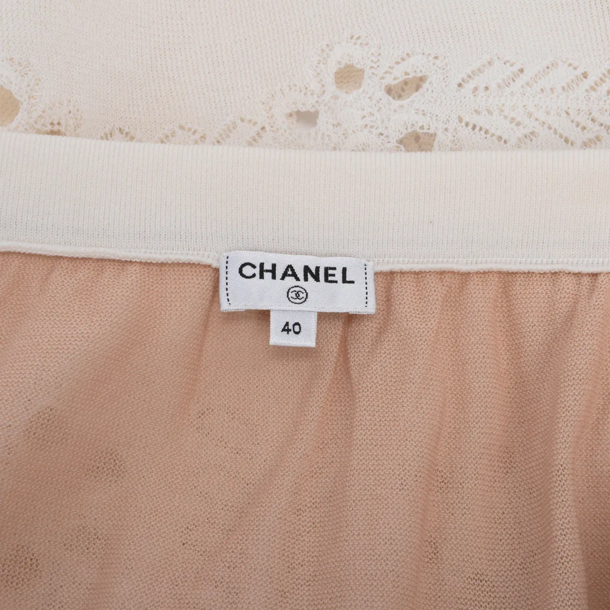 Chanel Ecru Lace Knit A-Line Skirt FR 40