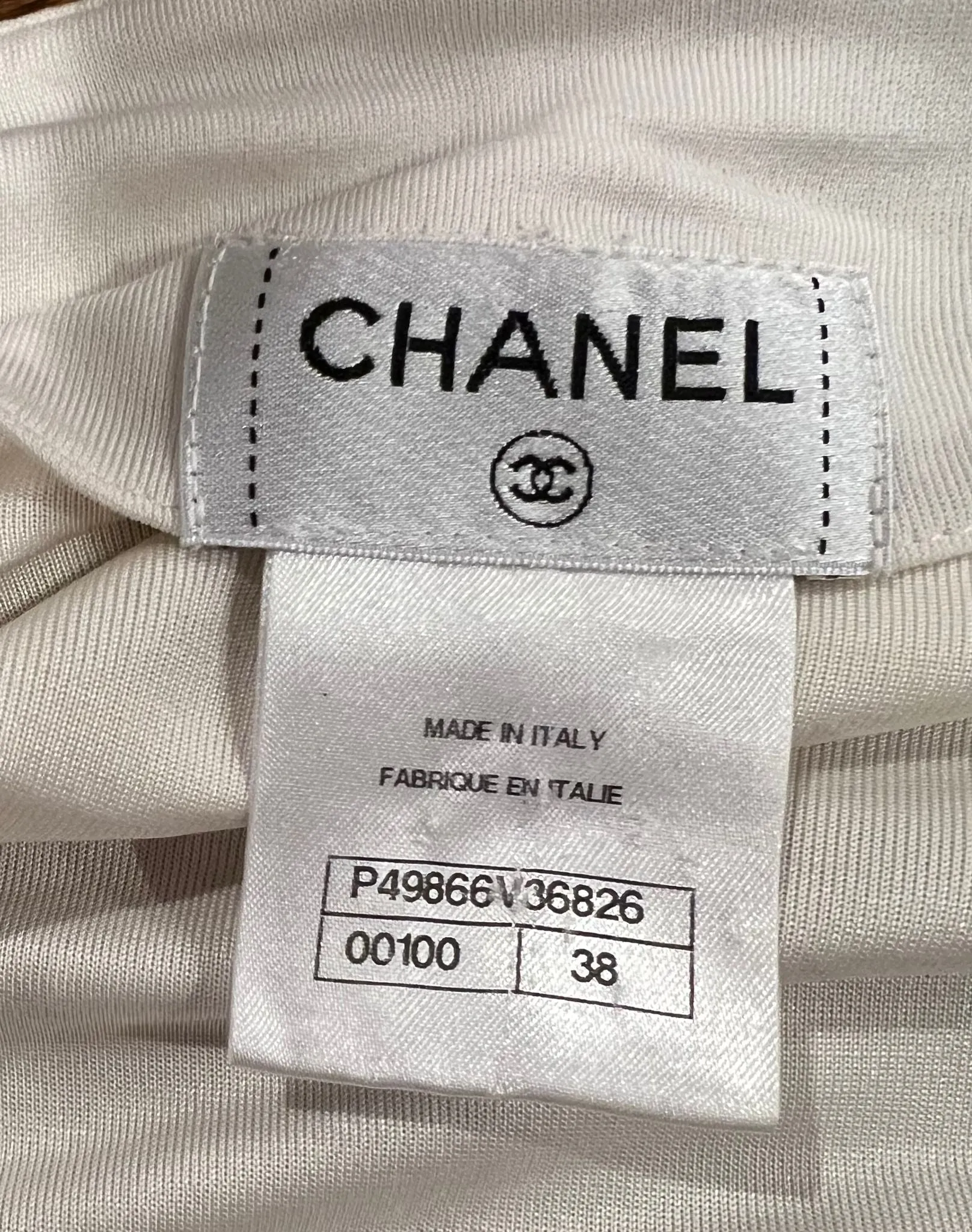 Chanel Satin Silk Pearl CC logo buttons Ivory Blouse FR 38